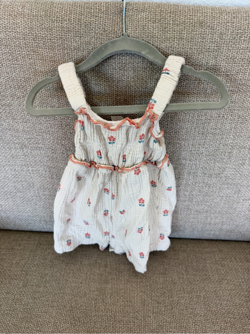 Carter's Cream Romper with Coral Floral Prints